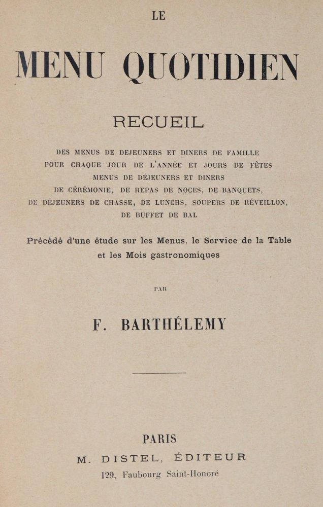 Große Abbildung Nr.1: 143-703 Barthelemy,F.: (Küche und Haushalt, Kochbücher)