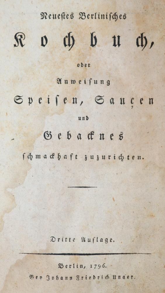 Große Abbildung Nr.1: 143-711 (Unger,F.H.).: (Küche und Haushalt, Kochbücher, Berlin)