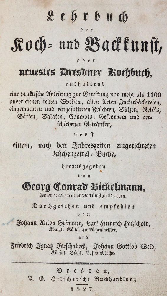 Große Abbildung Nr.1: 143-714 Bickelmann,G.C.: (Küche und Haushalt, Kochbücher)