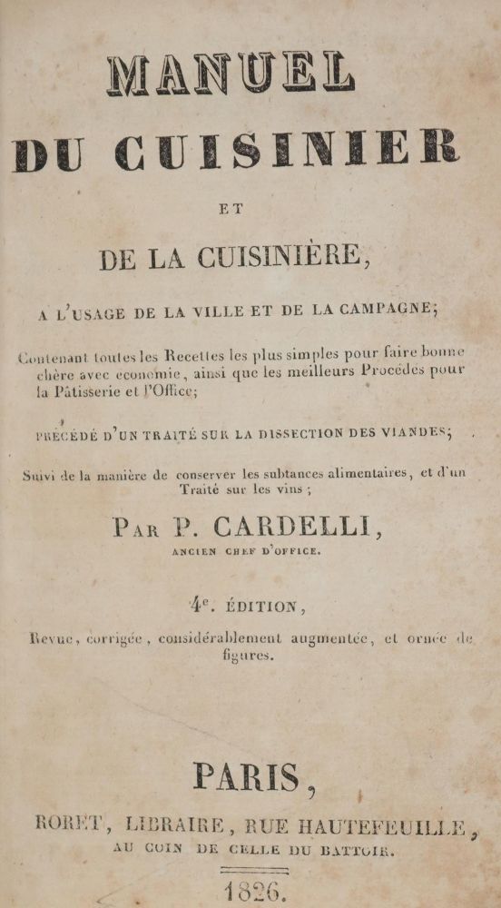 Große Abbildung Nr.1: 143-723 Cardelli,P. (d.i. H.Duval).: (Küche und Haushalt, Kochbücher)