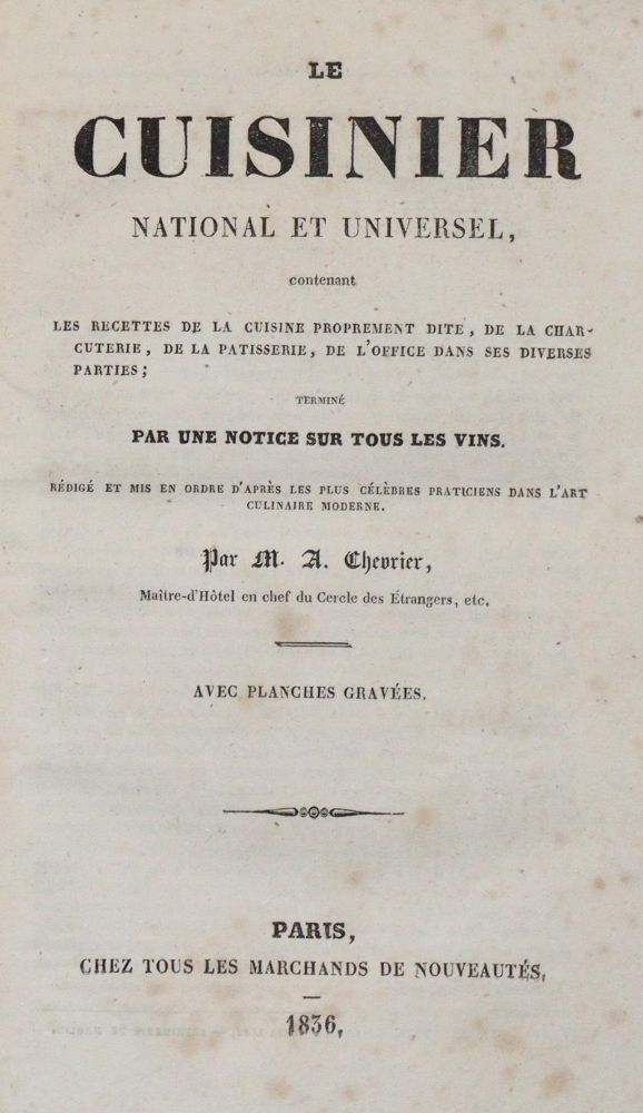 Große Abbildung Nr.1: 143-725 Chevrier,A.: (Küche und Haushalt, Kochbücher)