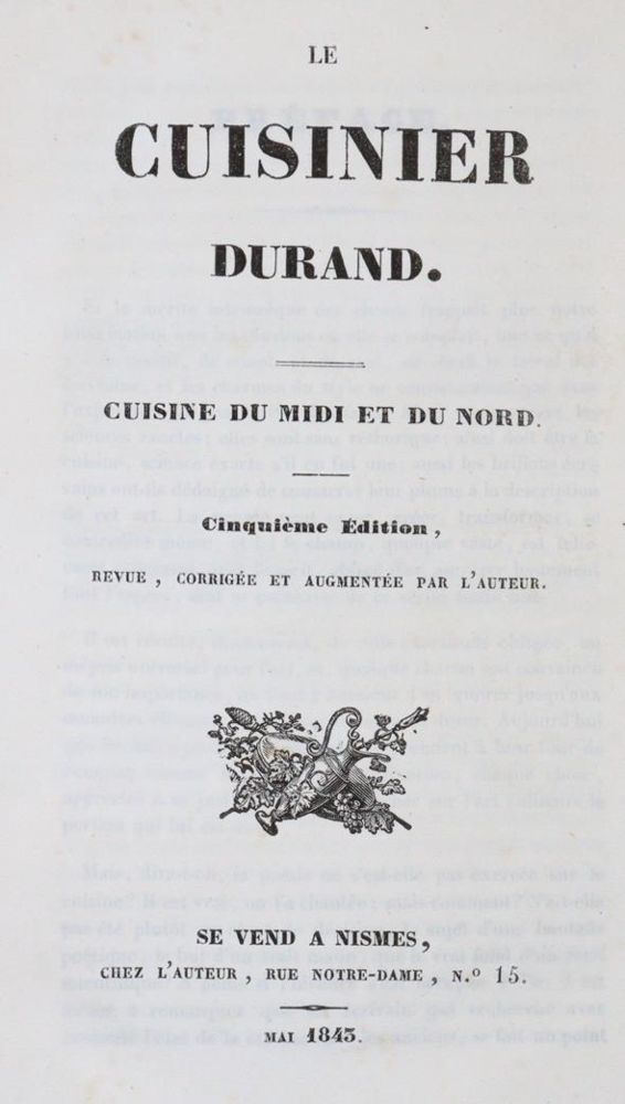 Große Abbildung Nr.1: 143-740 Durand,(C.).: (Küche und Haushalt, Kochbücher)