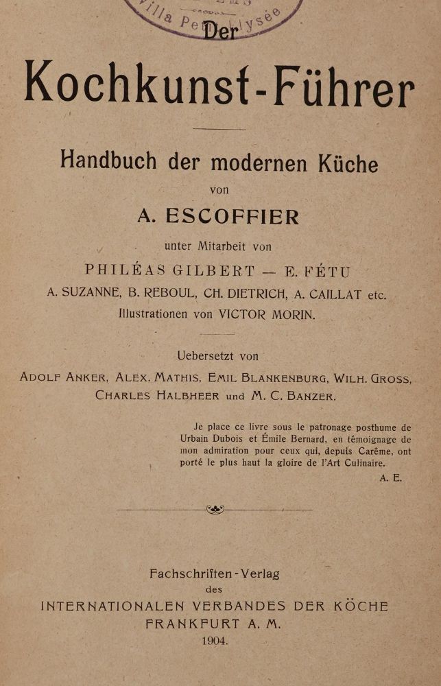 Große Abbildung Nr.1: 143-744 Escoffier,A.: (Küche und Haushalt, Kochbücher)