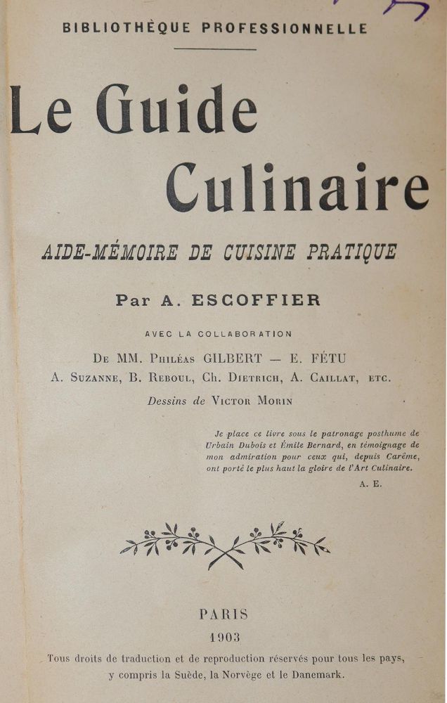 Große Abbildung Nr.1: 143-745 Escoffier,A.: (Küche und Haushalt, Kochbücher)