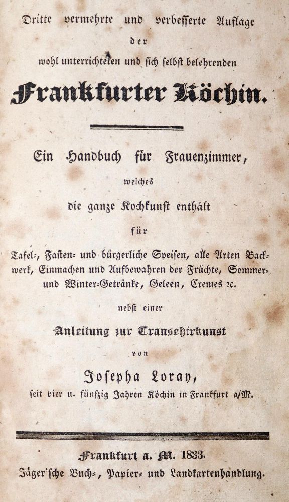 Große Abbildung Nr.1: 143-755 Loray,J.: (Küche und Haushalt, Kochbücher, Frankfurt)