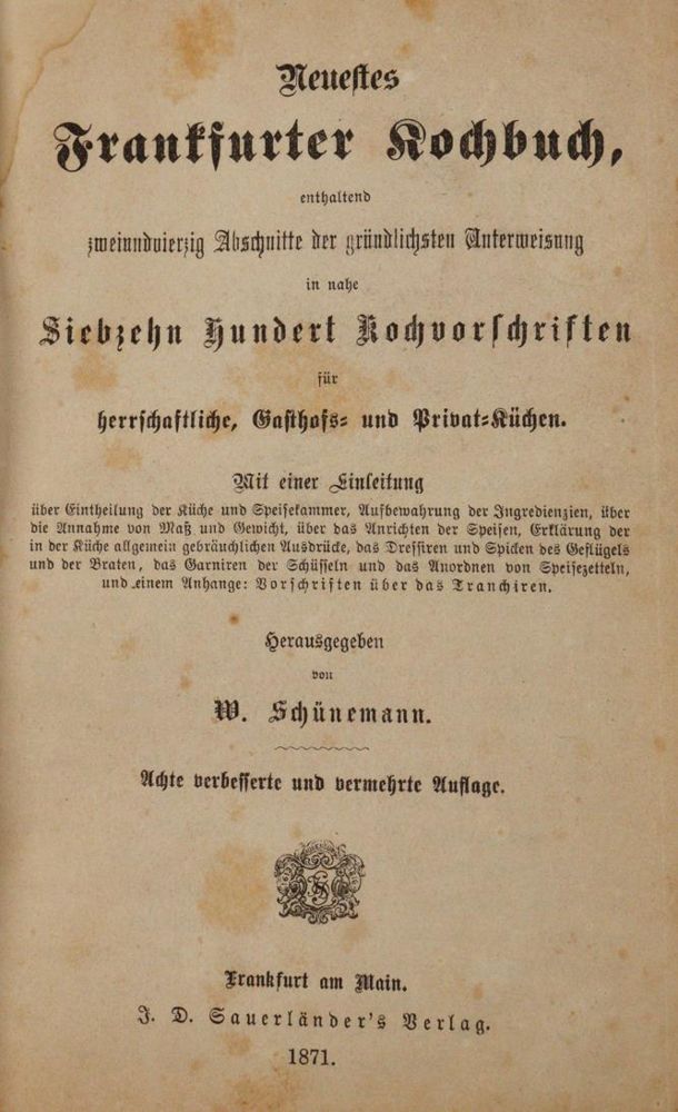 Große Abbildung Nr.1: 143-756 Schünemann,W.: (Küche und Haushalt, Kochbücher, Frankfurt/M.)