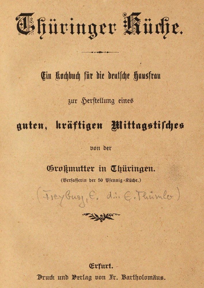 Große Abbildung Nr.1: 143-760 (Freyburg,E. d.i. E.Thümler).: (Küche und Haushalt, Kochbücher)