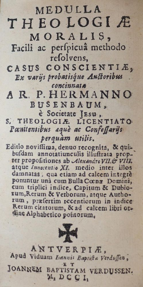 Große Abbildung Nr.1: 143-77 Busenbaum,H.: (Alte Drucke, Handschriften und Theologie)
