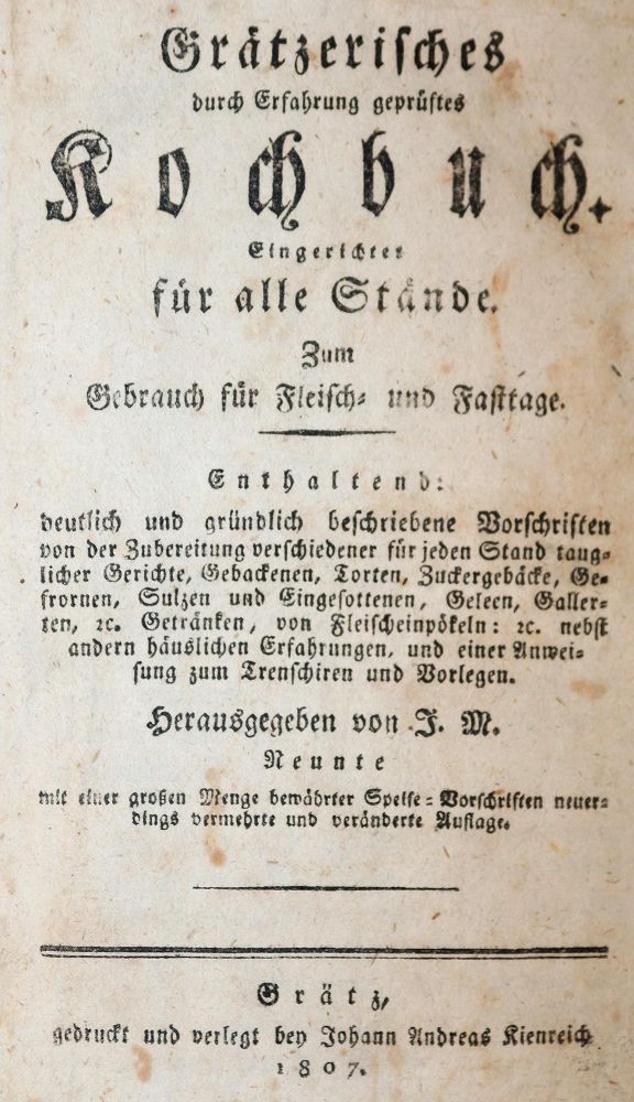 Große Abbildung Nr.1: 143-773 (Melin,J.).: (Küche und Haushalt, Kochbücher, Graz)