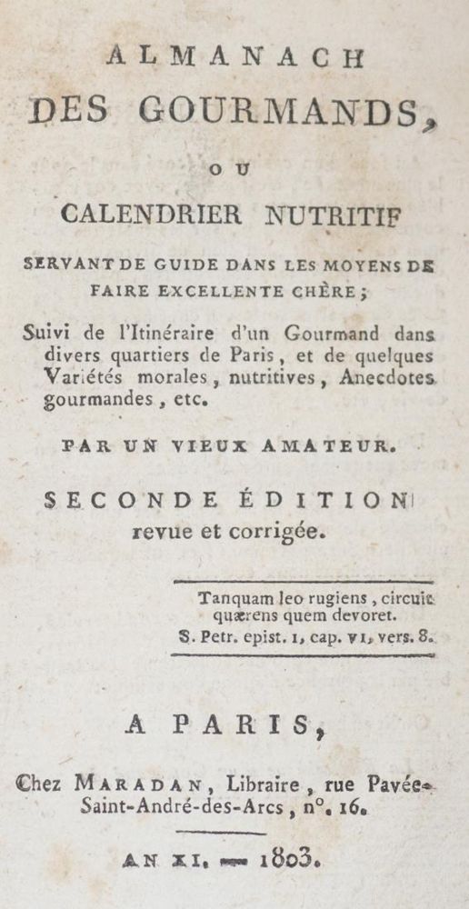 Große Abbildung Nr.1: 143-775 (Grimod de la Reyniere,A.B.L.).: (Küche und Haushalt, Kochbücher)