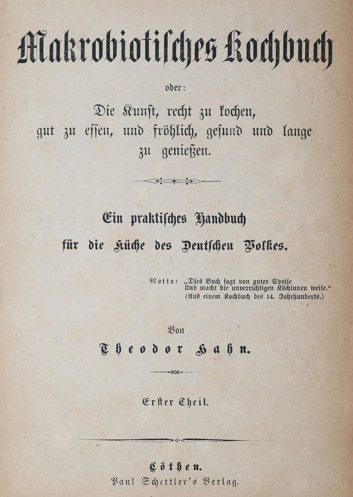 Große Abbildung Nr.1: 143-780 Hahn,T.: (Küche und Haushalt, Kochbücher)