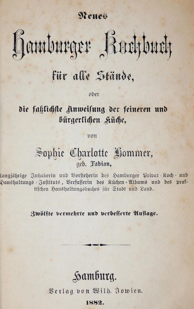 Große Abbildung Nr.1: 143-781 Hommer,S.C.: (Küche und Haushalt, Kochbücher, Hamburg)