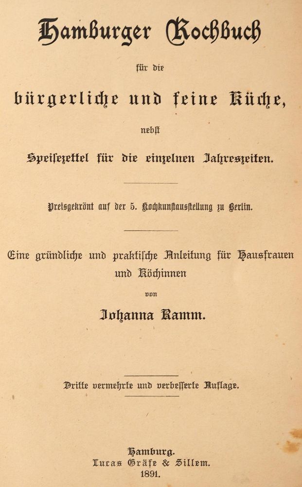 Große Abbildung Nr.1: 143-782 Ramm,J.: (Küche und Haushalt, Kochbücher, Hamburg)