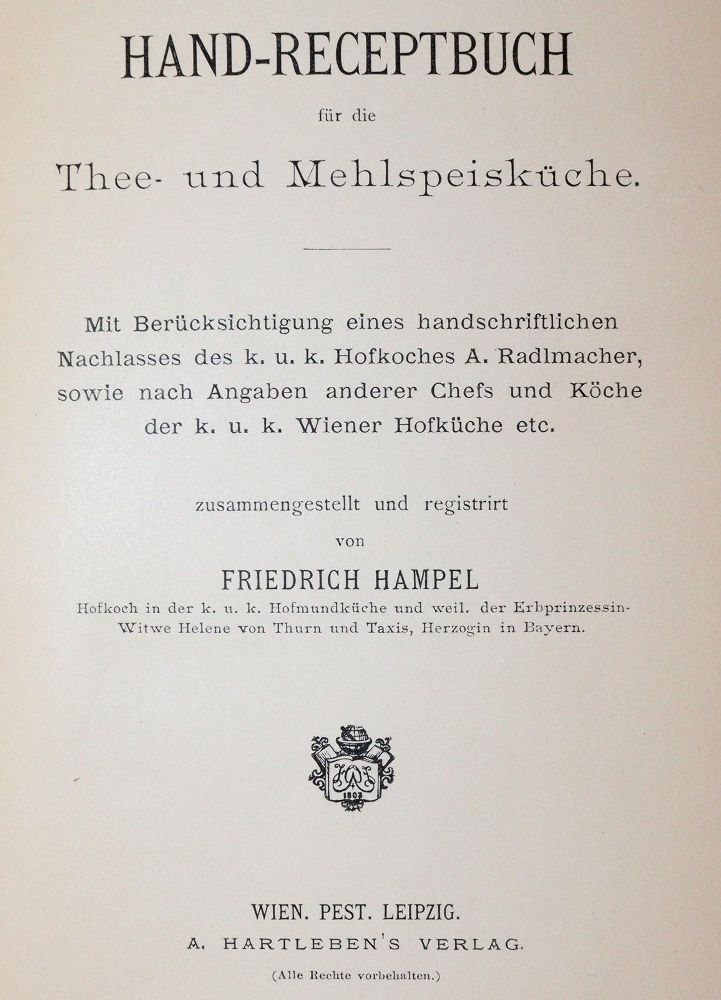 Große Abbildung Nr.1: 143-783 Hampel,F.: (Küche und Haushalt, Kochbücher)