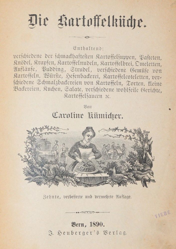 Große Abbildung Nr.1: 143-803 Kümicher,C.: (Küche und Haushalt, Kochbücher, Kartoffelküche)
