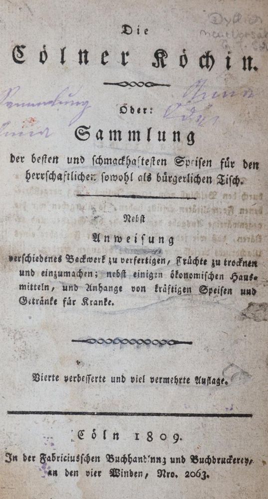 Große Abbildung Nr.1: 143-812 Cölner Köchin, Die.: (Küche und Haushalt, Kochbücher, Köln)