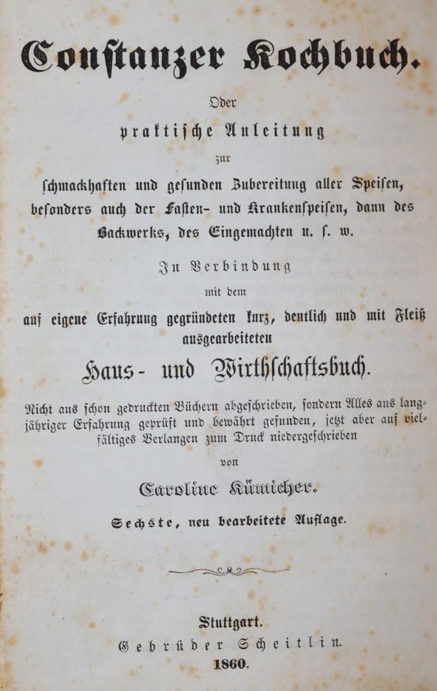 Große Abbildung Nr.1: 143-815 Kümicher,C.: (Küche und Haushalt, Kochbücher, Konstanz)
