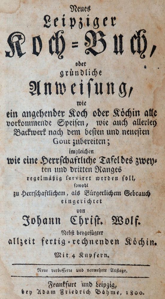 Große Abbildung Nr.1: 143-829 Wolf,J.C.: (Küche und Haushalt, Kochbücher, Leipzig)