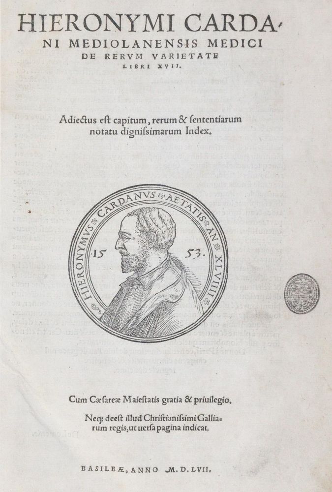 Große Abbildung Nr.1: 143-83 Cardano,G.: (Alte Drucke, Handschriften und Theologie)