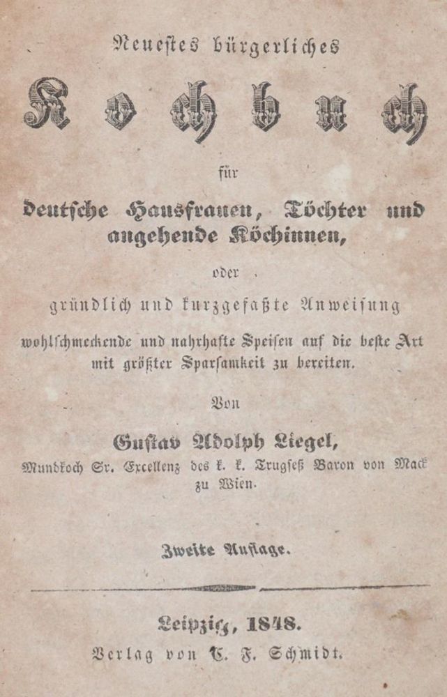 Große Abbildung Nr.1: 143-831 Liegel,G.A.: (Küche und Haushalt, Kochbücher)