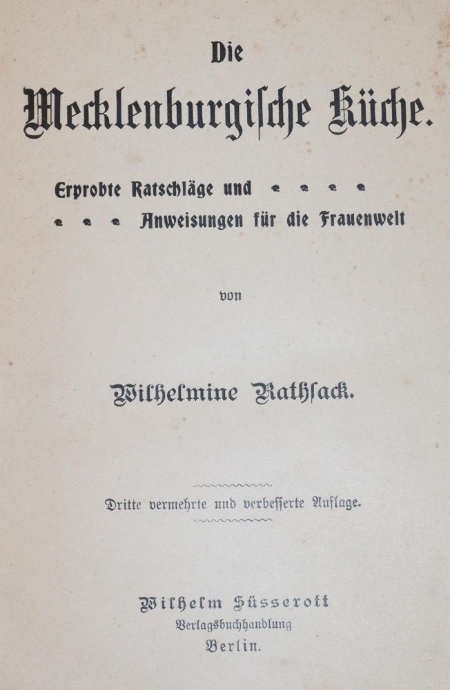 Große Abbildung Nr.1: 143-836 Rathsack,W.: (Küche und Haushalt, Kochbücher, Mecklenburg)