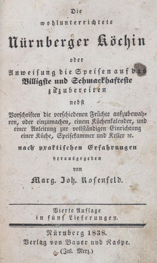 Große Abbildung Nr.1: 143-863 Rosenfeld,M.J.: (Küche und Haushalt, Kochbücher, Nürnberg)