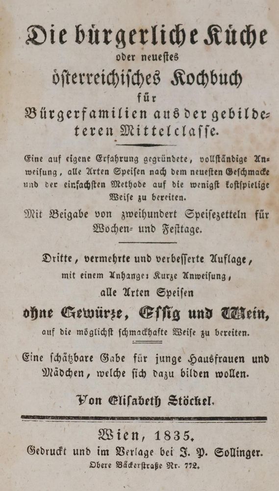Große Abbildung Nr.1: 143-866 Stöckel,E.: (Küche und Haushalt, Kochbücher, Österreich)