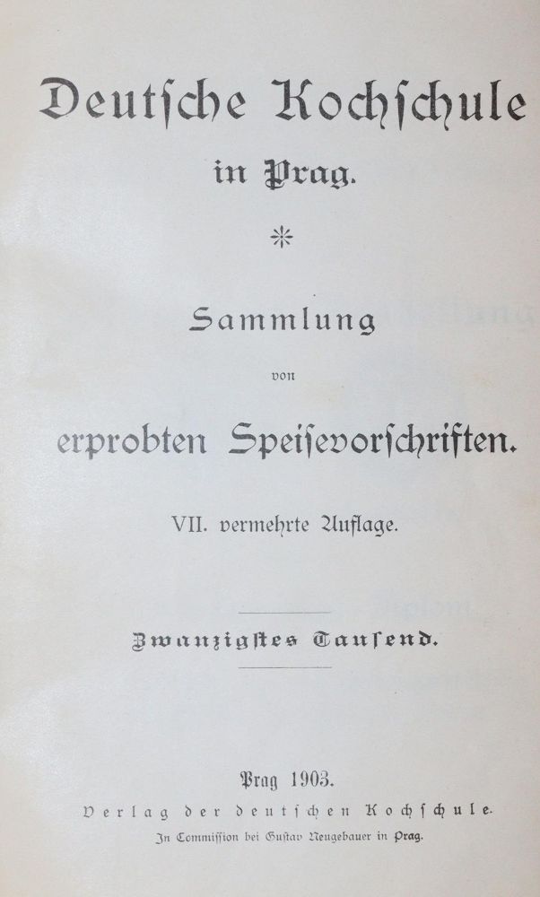 Große Abbildung Nr.1: 143-878 Deutsche Kochschule in Prag.: (Küche und Haushalt, Kochbücher, Prag)