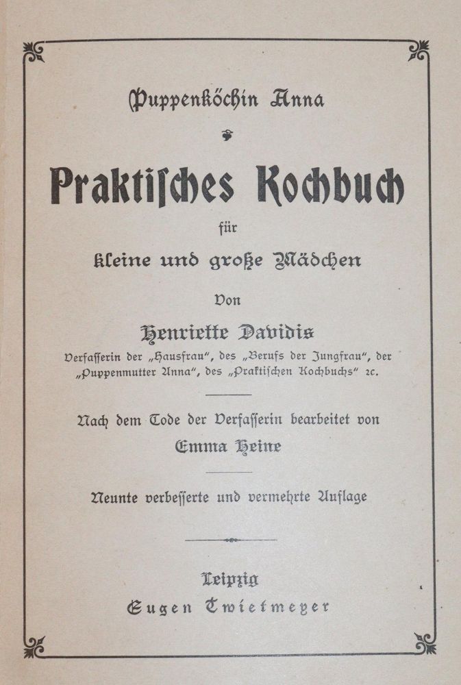 Große Abbildung Nr.3: 143-880 Davidis,H.: (Küche und Haushalt, Kochbücher, Puppenkochbücher)