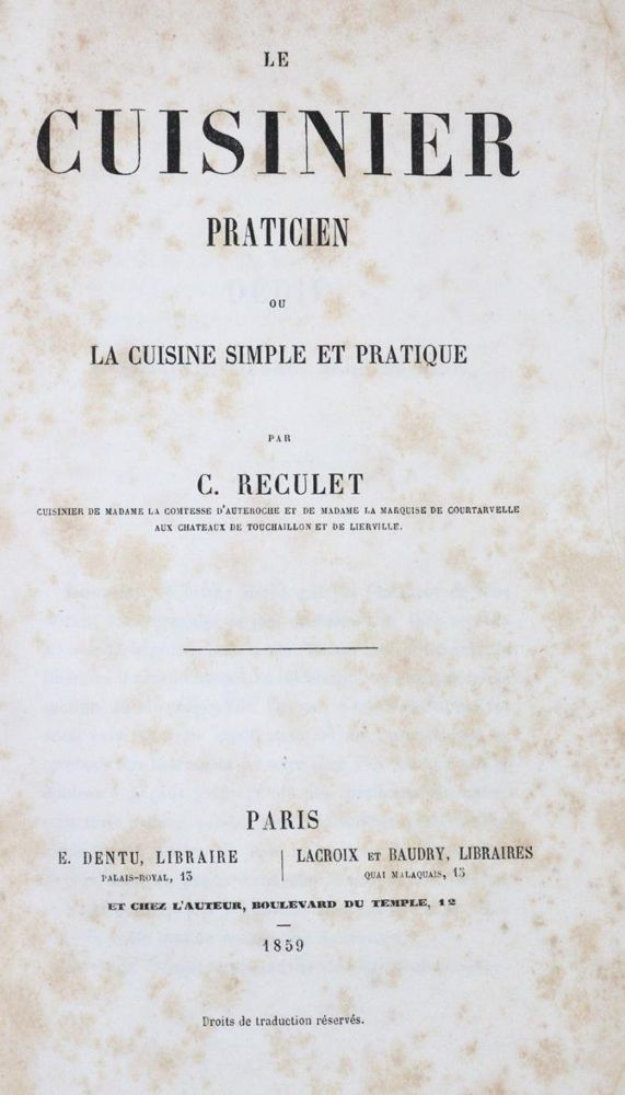 Große Abbildung Nr.1: 143-883 Reculet,C.: (Küche und Haushalt, Kochbücher)
