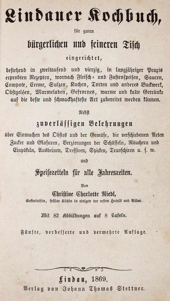 Große Abbildung Nr.1: 143-886 Riedl,C.C.: (Küche und Haushalt, Kochbücher)