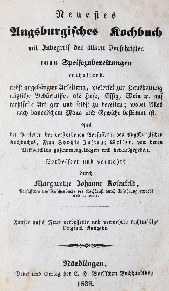 Große Abbildung Nr.1: 143-891 Rosenfeld,M.J.: (Küche und Haushalt, Kochbücher)