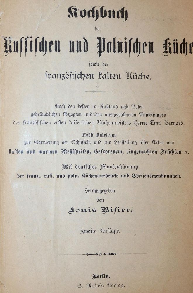 Große Abbildung Nr.1: 143-894 Bisier,L.: (Küche und Haushalt, Kochbücher, Russland)