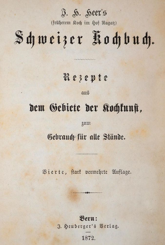 Große Abbildung Nr.1: 143-934 Heer,J.H.: (Küche und Haushalt, Kochbücher, Schweiz)