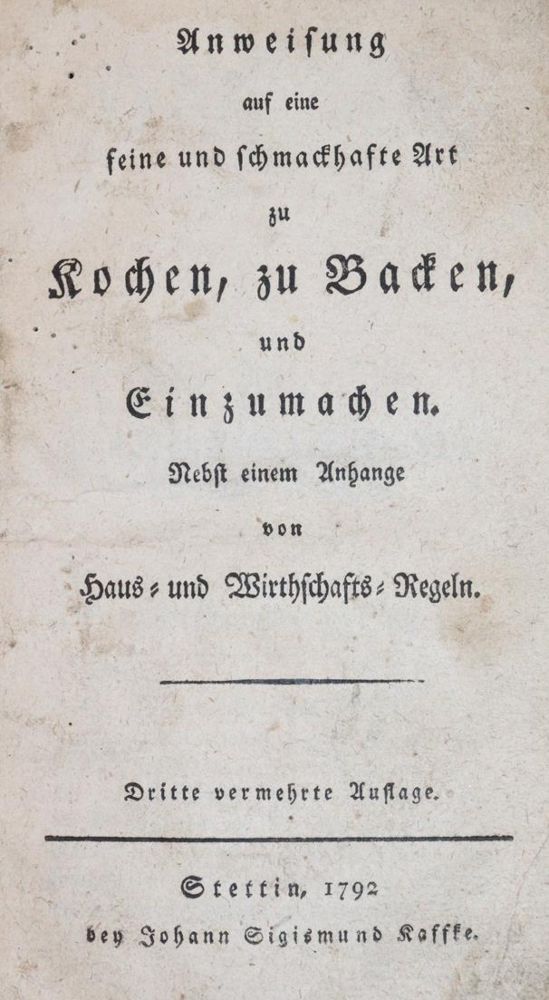 Große Abbildung Nr.1: 143-947 Anweisung: (Küche und Haushalt, Kochbücher, Stettin)