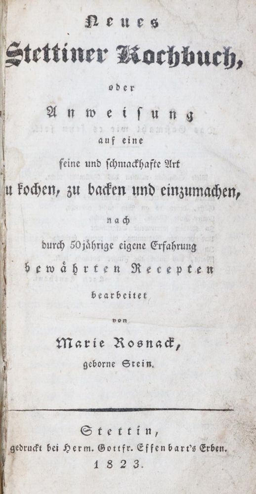 Große Abbildung Nr.1: 143-949 Rosnack,M.: (Küche und Haushalt, Kochbücher, Stettin)