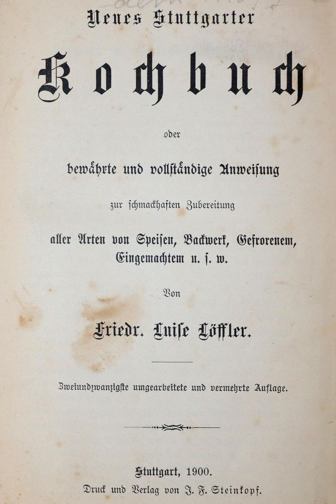 Große Abbildung Nr.1: 143-953 Löffler,F.L.: (Küche und Haushalt, Kochbücher, Stuttgart)