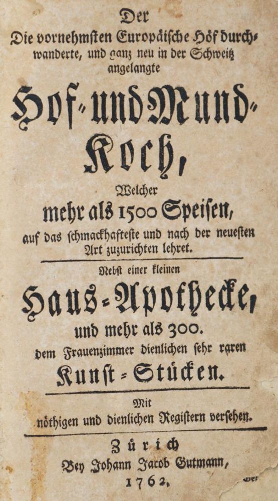 Große Abbildung Nr.1: 143-962 Vornehmsten Europäische Höfe, Der die: (Küche und Haushalt, Kochbücher)