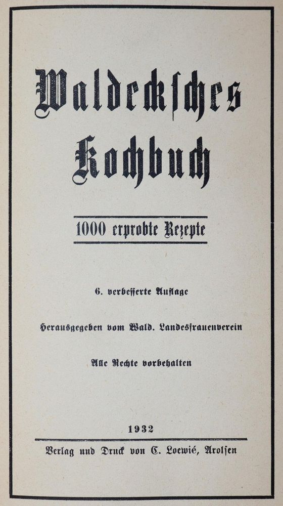 Große Abbildung Nr.1: 143-964 Waldecksches Kochbuch.: (Küche und Haushalt, Kochbücher, Waldeck)