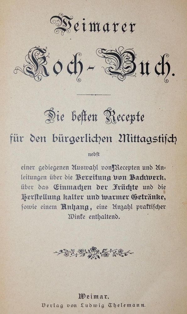 Große Abbildung Nr.1: 143-970 Weimarer Koch-Buch.: (Küche und Haushalt, Kochbücher)