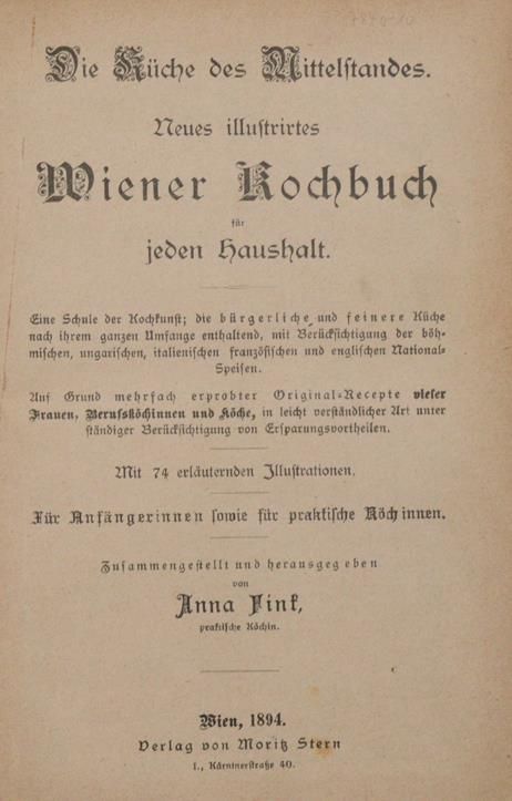 Große Abbildung Nr.1: 143-972 Fink,A.: (Küche und Haushalt, Kochbücher, Wien)