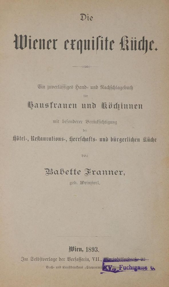 Große Abbildung Nr.1: 143-977 Tobler,J. (d.i. P.Fürst.).: (Küche und Haushalt, Kochbücher, Wien)