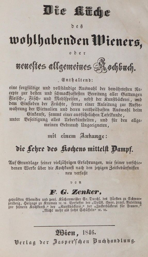 Große Abbildung Nr.1: 143-978 Zenker,F.G.: (Küche und Haushalt, Kochbücher, Wien)