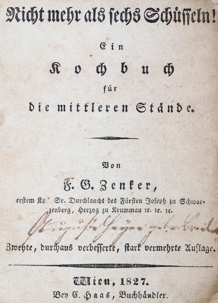 Große Abbildung Nr.1: 143-983 Zenker,F.G.: (Küche und Haushalt, Kochbücher)