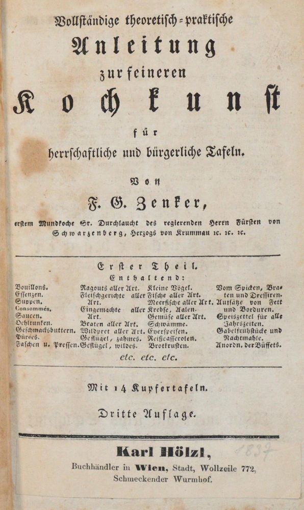 Große Abbildung Nr.1: 143-984 Zenker,F.G.: (Küche und Haushalt, Kochbücher)