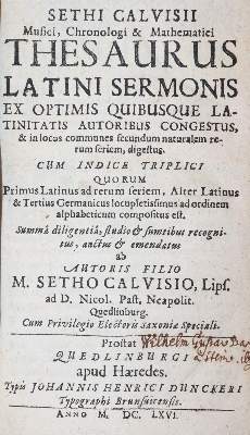 Bild Nr.1: 143-1166 Calvisius,S.: (Lexika - Wörterbücher - Sprachwissenschaften)