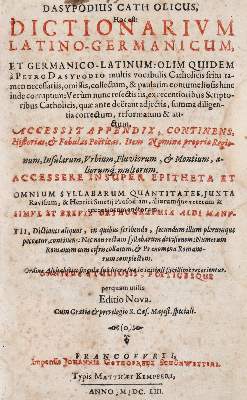 Bild Nr.1: 143-1168 Dasypodius,P.: (Lexika - Wörterbücher - Sprachwissenschaften)