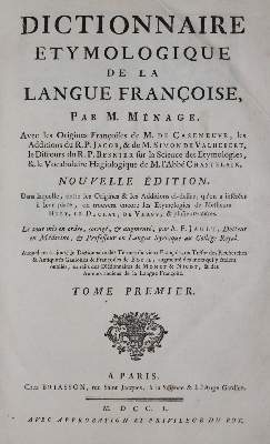 Bild Nr.1: 143-1181 Menage,(G.).: (Lexika - Wörterbücher - Sprachwissenschaften)