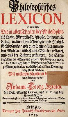 Bild Nr.1: 143-1192 Walch,J.G.: (Lexika - Wörterbücher - Sprachwissenschaften)