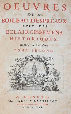 Bild Nr.1: 143-1308 Boileau-Despréaux,N.: (Literatur und illustrierte Bücher bis 19.Jahrhundert)